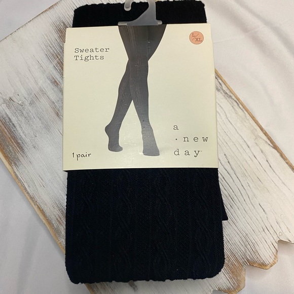 A New Day Sweater Tights Ebony Black L/XL NWT